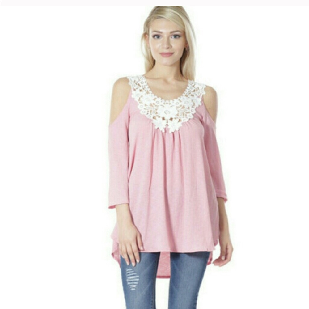 Pink Cold Shoulder Top